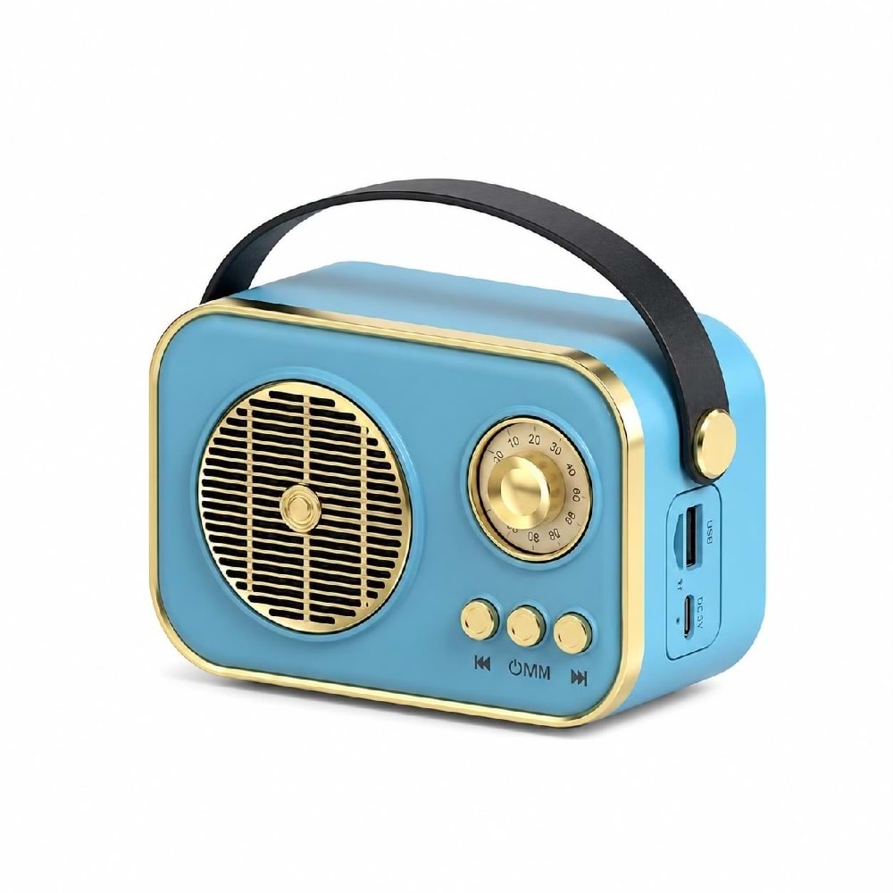 M4 Bluetooth 5.2 USB & TF Kart FM Radyo Mavi