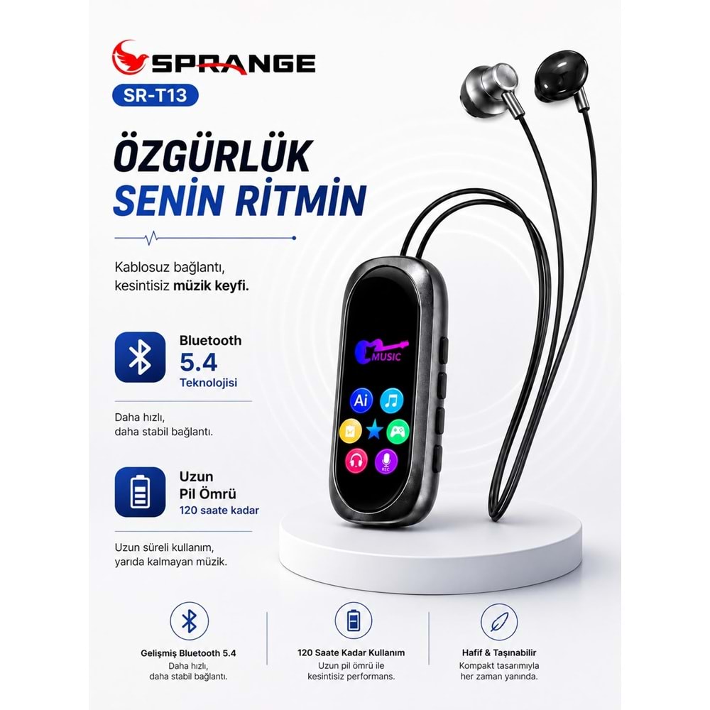 SPRANGE SR-T13 Bluetooth 5.4 / TF Kart Destekli Kulaklık