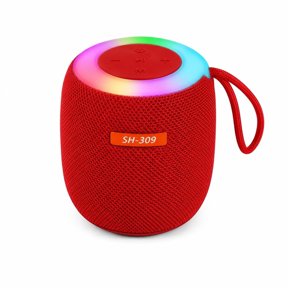 SH-309 Bluetooth 5.0 RGB Hoparlör Kırmızı
