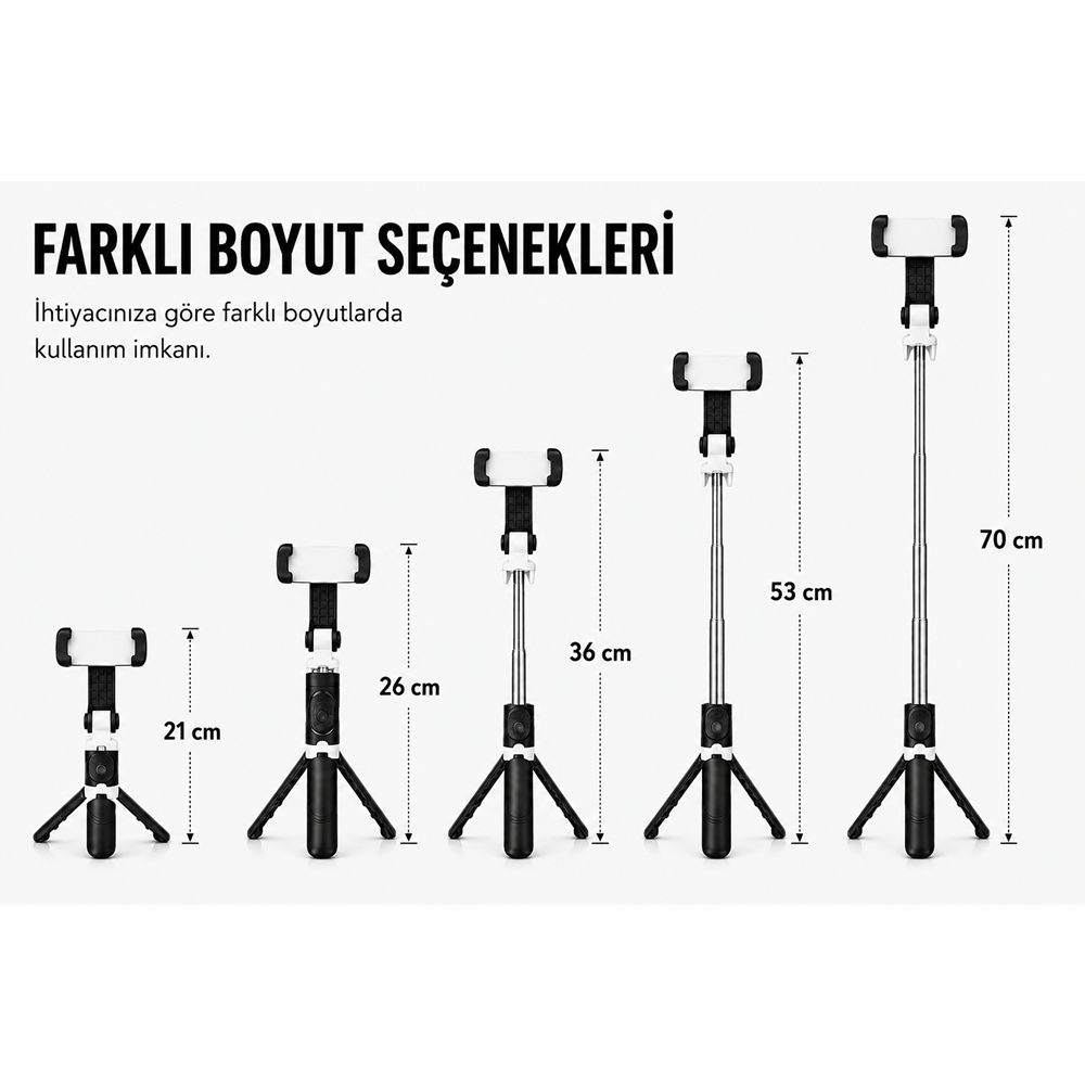 XT-09 Bluetooth Kumandalı Selfie Çubuğu ve Tripod Siyah