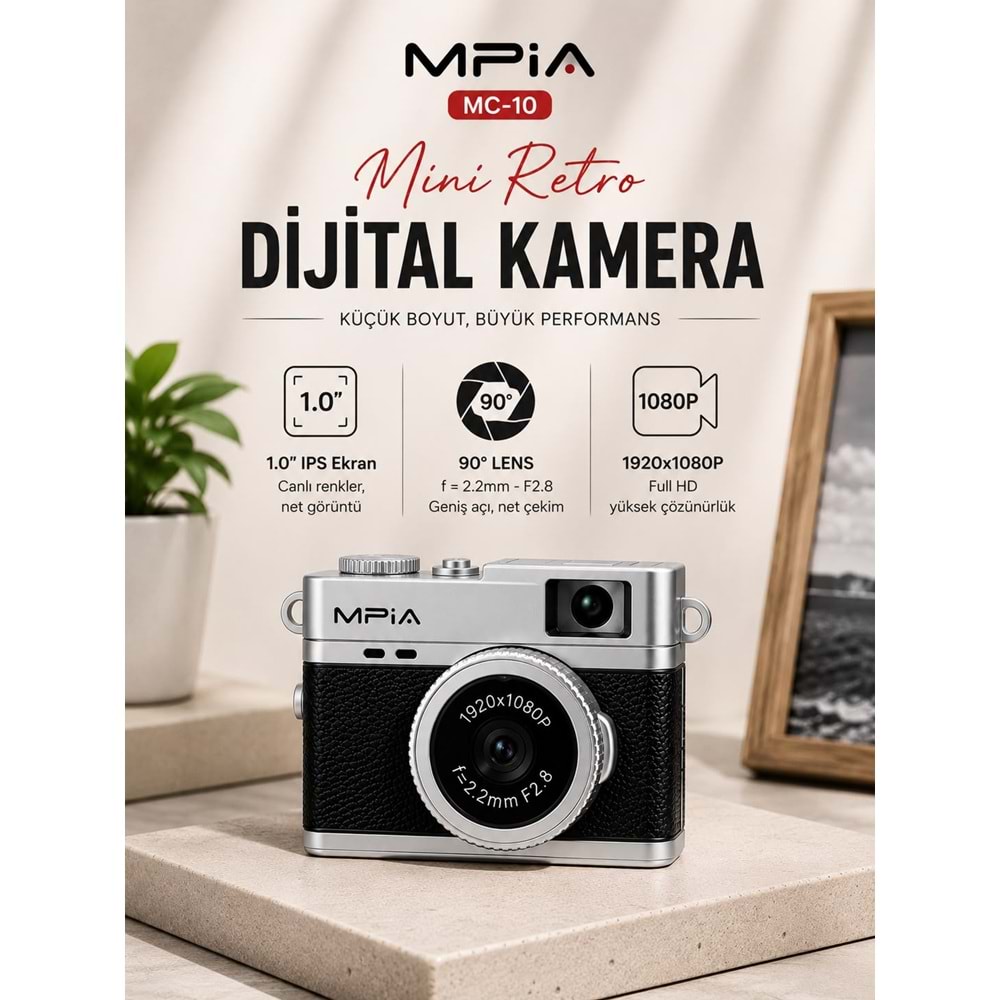 MPIA MC-10 Mini Retro Dijital TF Kartlı Kamera Siyah