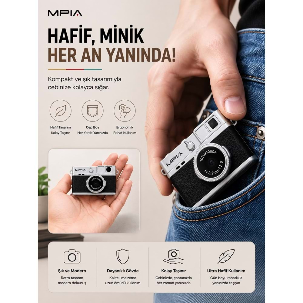 MPIA MC-10 Mini Retro Dijital TF Kartlı Kamera Siyah