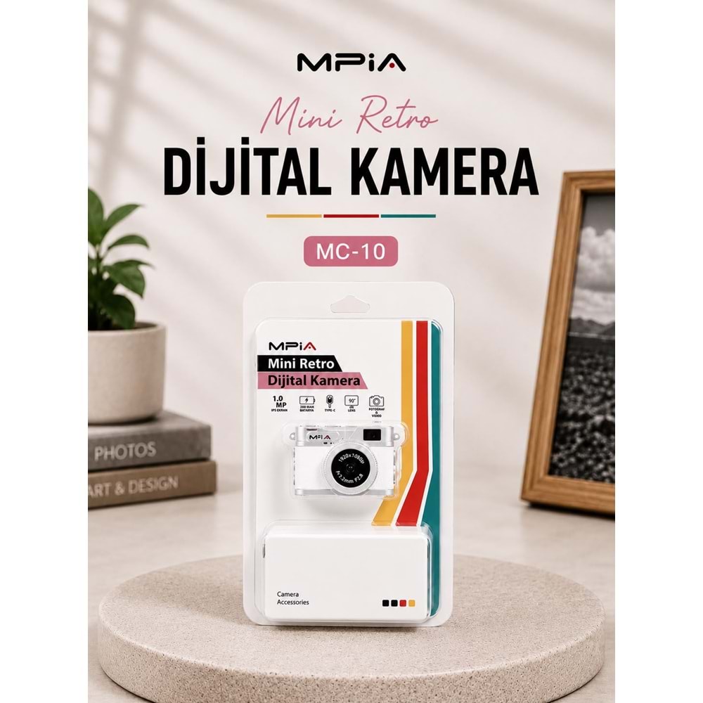 MPIA MC-10 Mini Retro Dijital TF Kartlı Kamera Beyaz