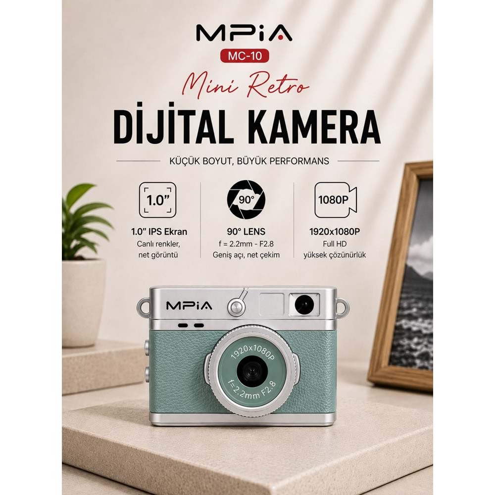 MPIA MC-10 Mini Retro Dijital TF Kartlı Kamera Yeşil