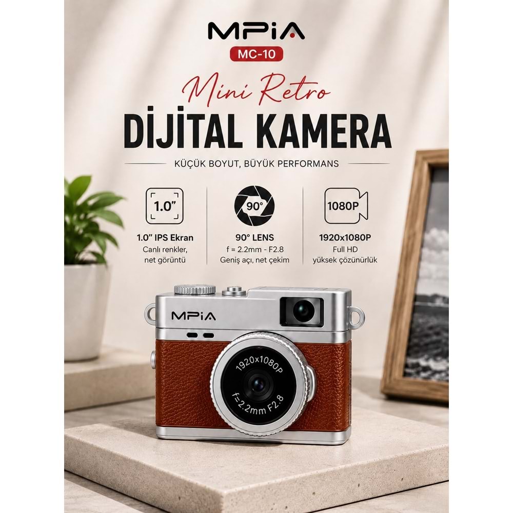 MPIA MC-10 Mini Retro Dijital TF Kartlı Kamera Kahverengi