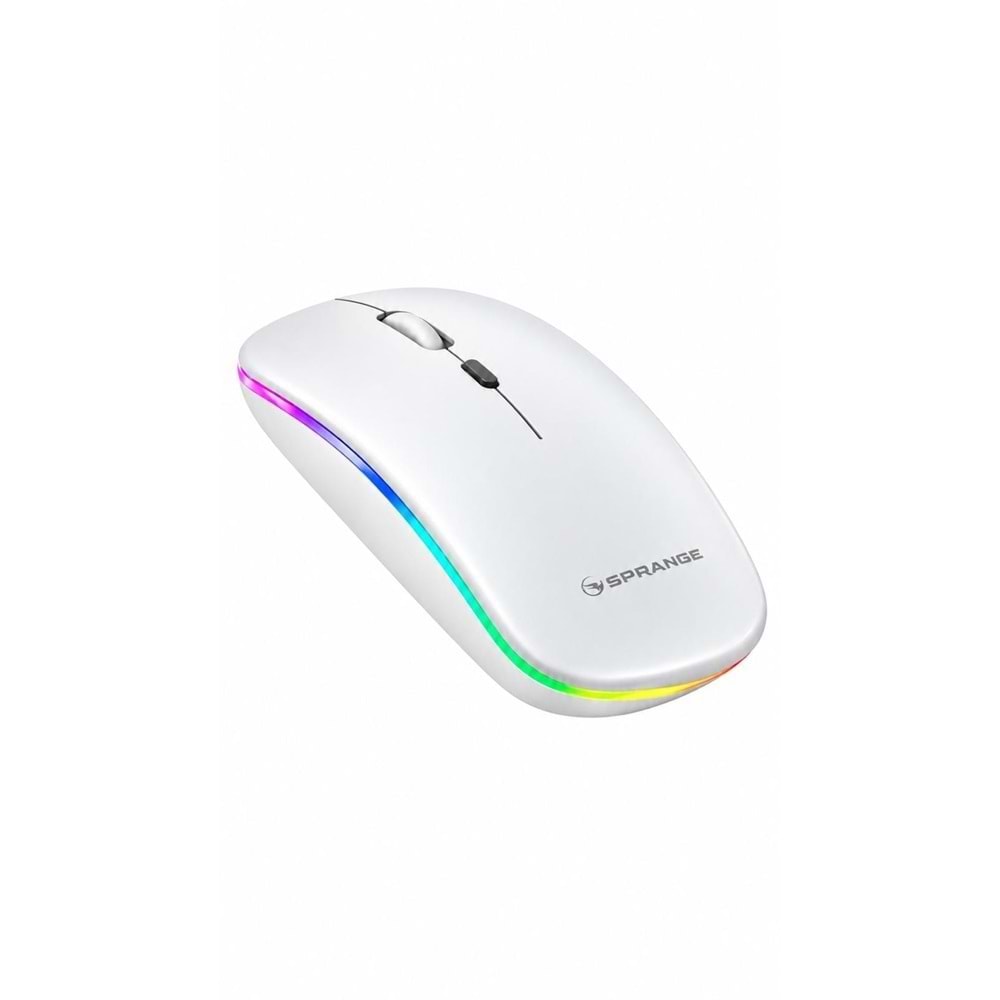 SPRANGE SR-M1 Kablosuz & Bluetooth Şarjlı Mouse Beyaz