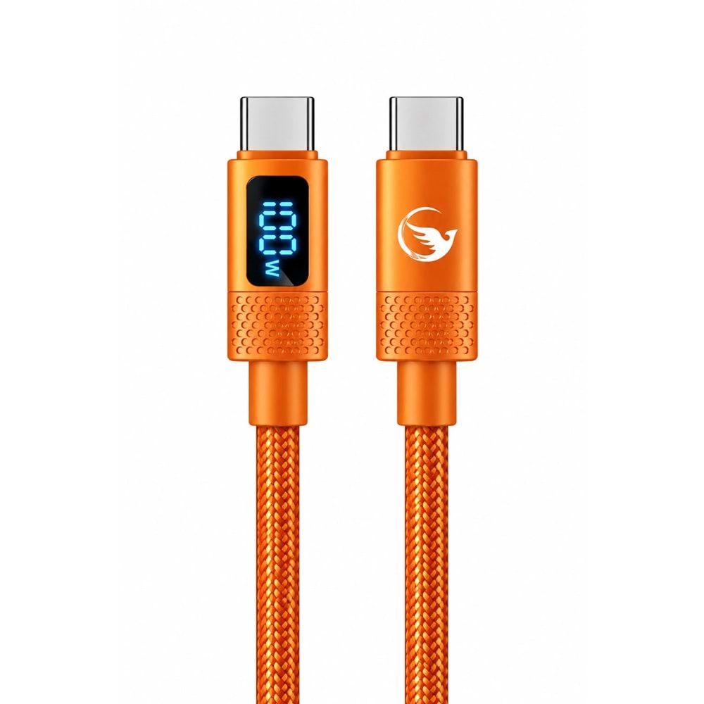 SPRANGE SR-15 100W 5A Type-C Data ve Şarj Kablosu Turuncu