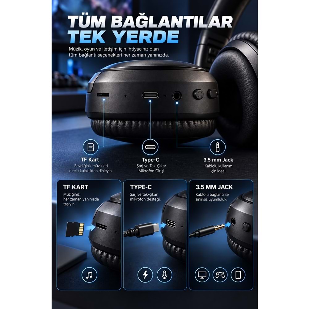 SPRANGE SR-E2 3IN1 Gaming & Karaoke Kablosuz Kulaklık