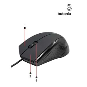 CONCORD C-29 USB Kablolu 3D Optik Mouse Siyah