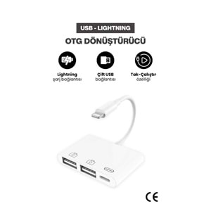 CONCORD JH-0511 Çift USB Bağlantı Lightning OTG Dönüştürücü