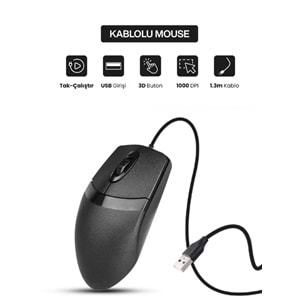 CONCORD C-30 USB Kablolu 3D Optik LED Mouse