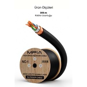 MPIA NC-1 OFC 305 Metre / 0.57mm CAT6 FTP Çift Katmanlı Dış Ortam İnternet Kablosu