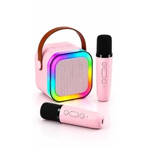 K12 Bt/Usb/Aux Çift Mikrofonlu Karaoke Hoparlör Pembe