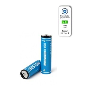BESTON P2-02C-2 AA Şarj Edilebilir 2'Li 1.5V USB-C Kalın Pil
