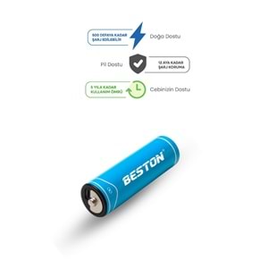 BESTON P2-02C-2 AA Şarj Edilebilir 2'Li 1.5V USB-C Kalın Pil