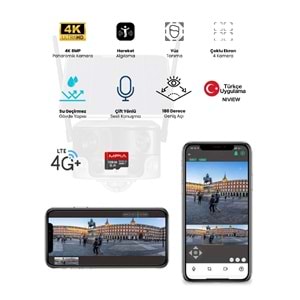 MPIA ZEN 4K / 8 MP Panoramik Çift Lens 4G Sim Kart / Solar Kamera