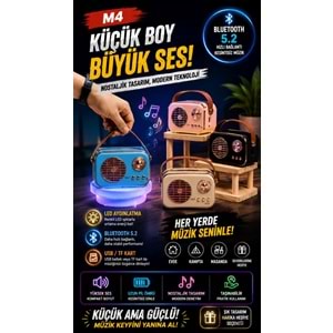 M4 Bluetooth 5.2 Hoparlör USB & TF Kart FM Radyo Siyah