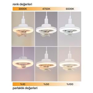 SHOAMI LDC-PS160 Kumandalı Döner Başlıklı Işıklı Vantilatör