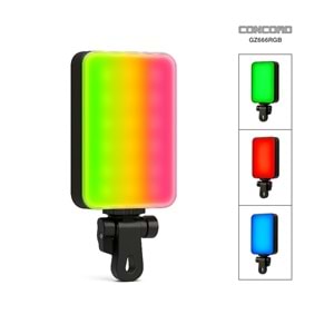CONCORD GZ666RGB Clip-Fill Taşınabilir Mini RGB Led Selfie Işığı