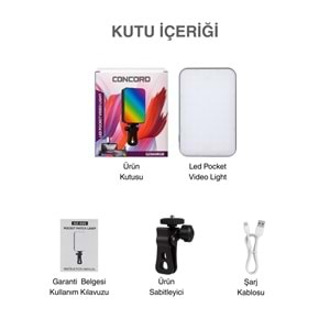 CONCORD GZ666RGB Clip-Fill Taşınabilir Mini RGB Led Selfie Işığı
