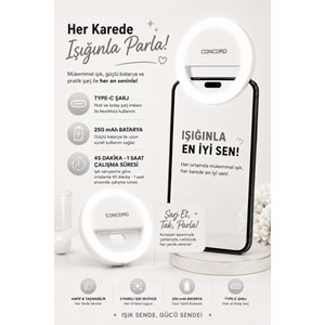 CONCORD GZ999 Clip-Fill Taşınabilir Mini Led Telefon Selfie Işığı Beyaz