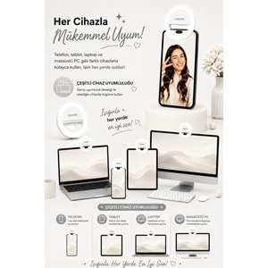 CONCORD GZ999 Clip-Fill Taşınabilir Mini Led Telefon Selfie Işığı Beyaz