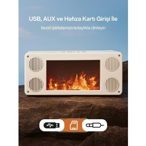 L45 Bt/Fm/Usb Alev & Şömine Efekti Hoparlör Beyaz