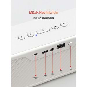 L45 Bt/Fm/Usb Alev & Şömine Efekti Hoparlör Beyaz