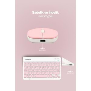 SPRANGE SR-K2 Kablosuz Klavye & Mouse Pembe