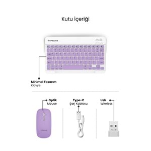 SPRANGE SR-K2 Kablosuz Klavye & Mouse Mor