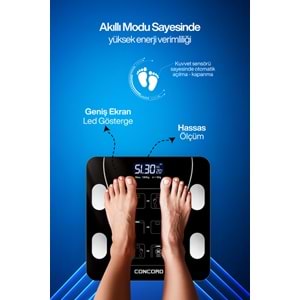 CONCORD C-W01 Akıllı Bluetooth Baskül Siyah