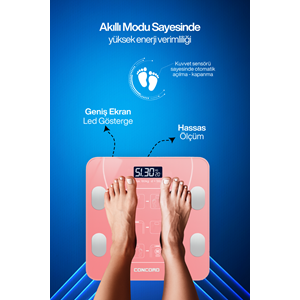 CONCORD C-W01 Akıllı Bluetooth Baskül Pembe