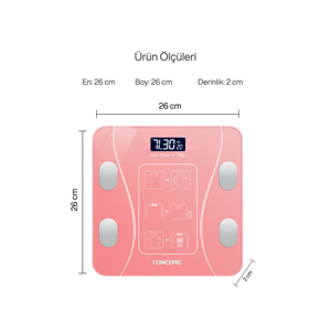 CONCORD C-W01 Akıllı Bluetooth Baskül Pembe