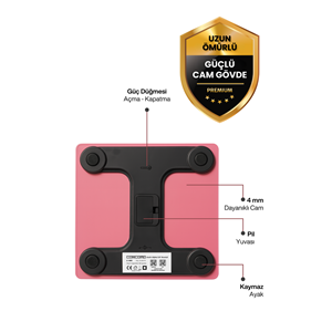 CONCORD C-W01 Akıllı Bluetooth Baskül Pembe