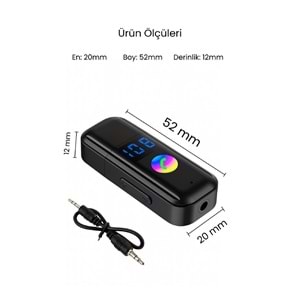 CONCORD BT-16 2IN1 Bluetooth Receiver | USB-Aux Kablo Ses Kontrol Ekran