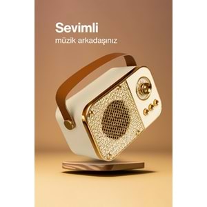 M24 USB/TF Bluetooth Hoparlör Bej