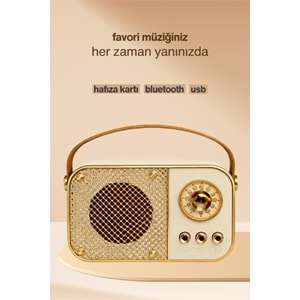 M24 USB/TF Bluetooth Hoparlör Bej