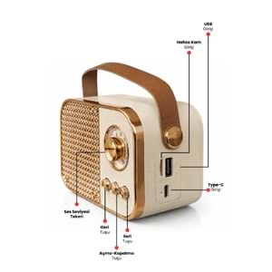 M24 USB/TF Bluetooth Hoparlör Bej