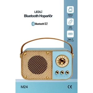 M24 USB/TF Bluetooth Hoparlör Mavi