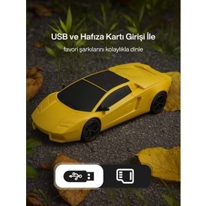 HF-F121 Model Araba Görünümlü Hoparlör Mavi-Sarı