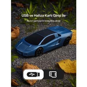 HF-F121 Model Araba Görünümlü Hoparlör Mavi-Sarı
