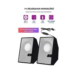 Sprange SR-PN784 2.0 3W*2 USB + 3.5mm USB 5V Hoparlör Beyaz
