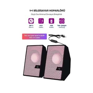 Sprange SR-PN784 2.0 3W*2 USB + 3.5mm USB 5V Hoparlör Pembe