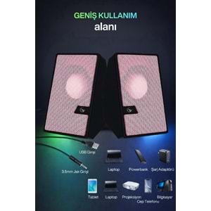 Sprange SR-PN784 3W*2 USB 2.0 + 3.5mm USB 5V Hoparlör Pembe