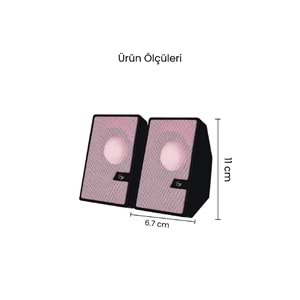 Sprange SR-PN784 3W*2 USB 2.0 + 3.5mm USB 5V Hoparlör Pembe