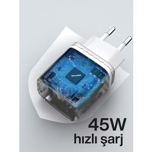 SPRANGE PT-45S 45W Type-C Iphone 15/16/17 Uyumlu Hızlı Şarj Adaptörü