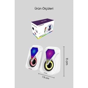 Sprange SR-PN785 2.0 3W*2 USB + 3.5mm 5V Hoparlör Beyaz