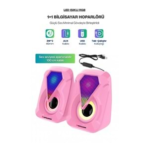 Sprange SR-PN785 2.0 3W*2 USB + 3.5mm 5V Hoparlör Pembe