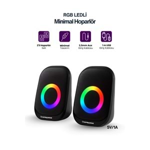 Sprange SR-PN786 2.0 3W*2 USB + 3.5mm 5V Hoparlör Siyah