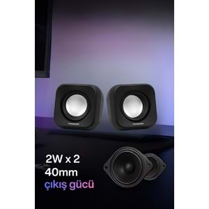 Sprange SR-PN99 2W*2 USB 2.0 + 3.5mm 5V Hoparlör Siyah